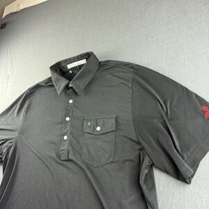 Criquet Shirt Men's XL Black Polo Golf Players Shirt Chest Pocket Button Pima